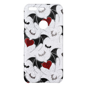 Halloween heart with black bat wings uncommon google pixel case