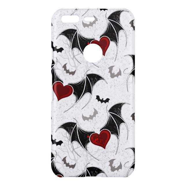 Halloween heart with black bat wings uncommon google pixel case (Back)
