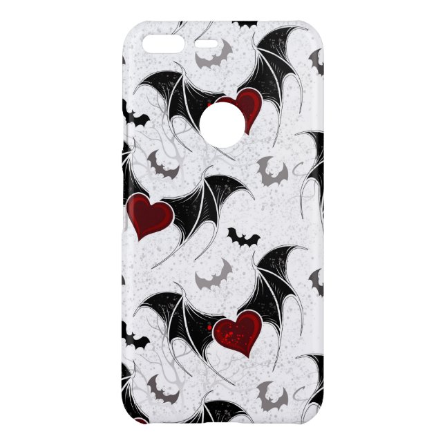 Halloween heart with black bat wings uncommon google pixel XL case (Back)