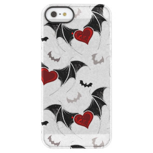 Halloween heart with black bat wings permafrost iPhone SE/5/5s case