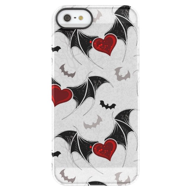 Halloween heart with black bat wings uncommon iPhone case (Back)
