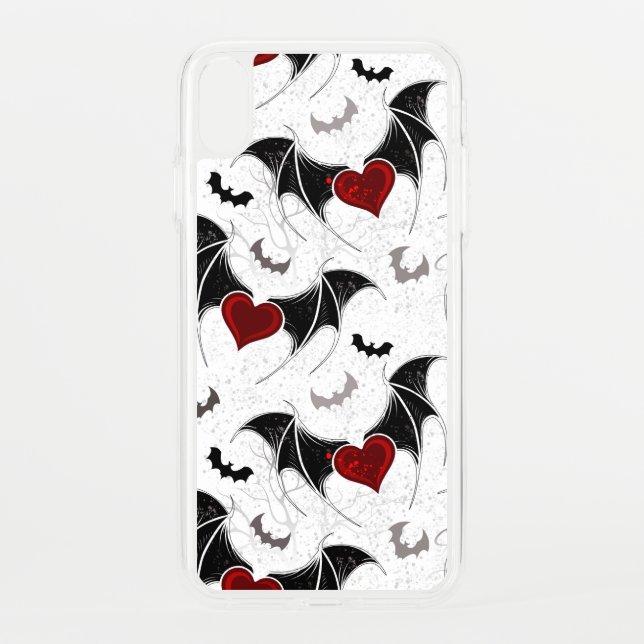 Halloween heart with black bat wings uncommon iPhone case (Back)