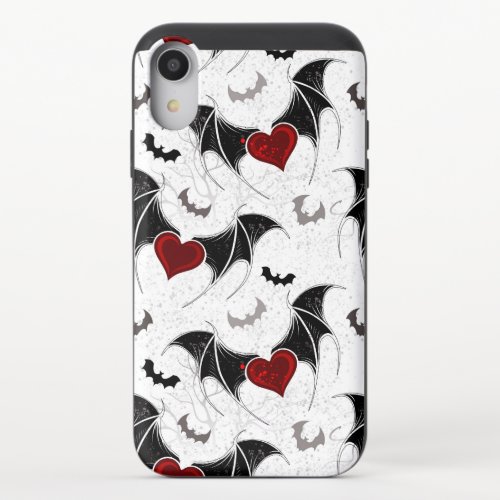 Halloween heart with black bat wings iPhone XR slider case