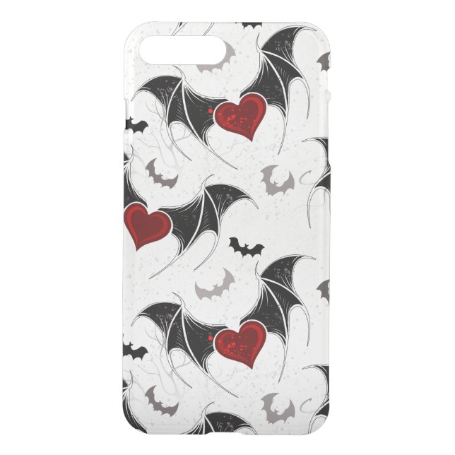 Halloween heart with black bat wings uncommon iPhone case (Back)