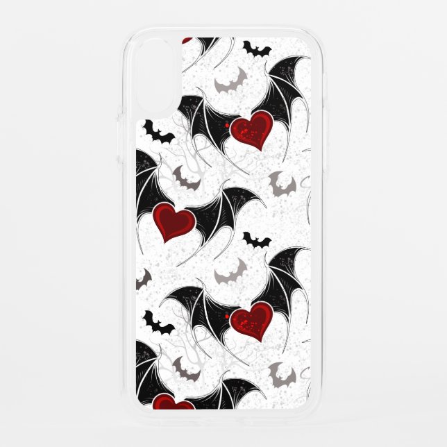 Halloween heart with black bat wings uncommon iPhone case (Back)