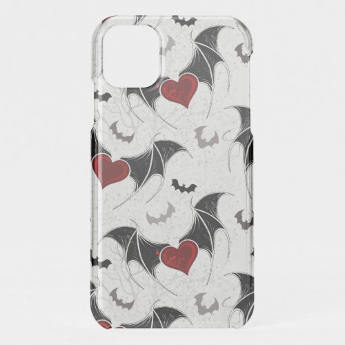 Halloween heart with black bat wings iPhone 11 case