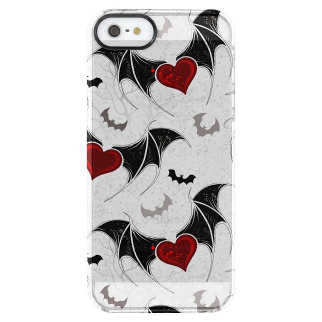 Halloween heart with black bat wings uncommon iPhone case (Back)