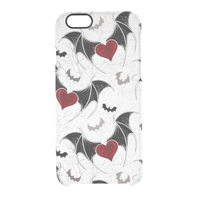 Halloween heart with black bat wings uncommon iPhone case (Back)