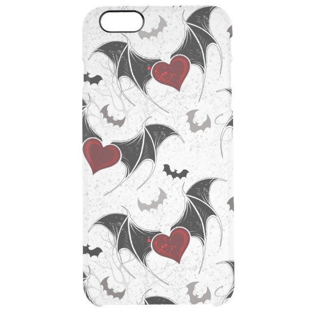 Halloween heart with black bat wings uncommon iPhone case (Back)