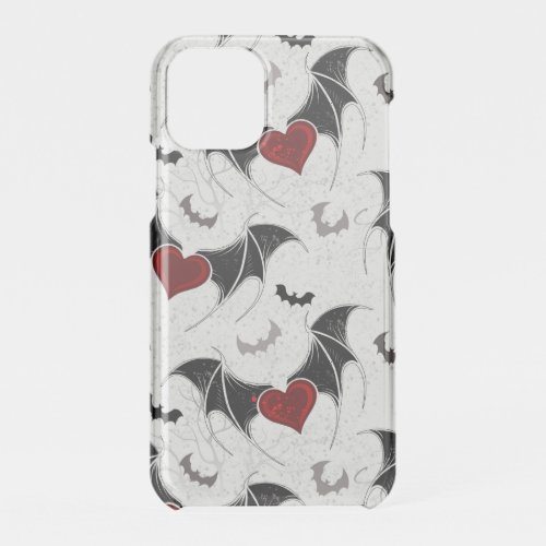 Halloween heart with black bat wings iPhone 11 pro case