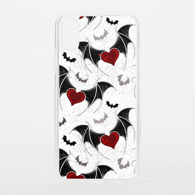 Halloween heart with black bat wings uncommon iPhone case (Back)