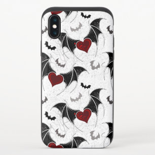 Halloween heart with black bat wings iPhone XS slider case