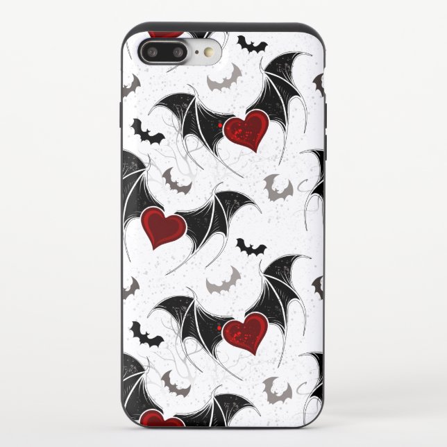 Halloween heart with black bat wings uncommon iPhone case (Back)