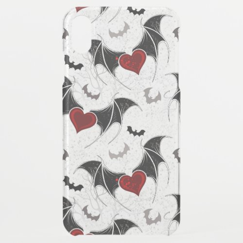 Halloween heart with black bat wings iPhone XS max case