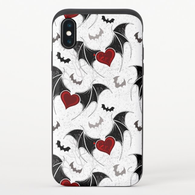Halloween heart with black bat wings uncommon iPhone case (Back)