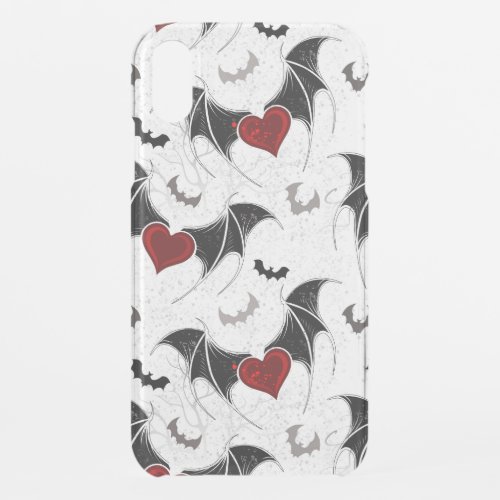 Halloween heart with black bat wings iPhone XR case