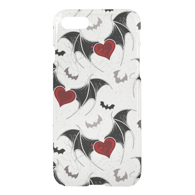 Halloween heart with black bat wings uncommon iPhone case (Back)