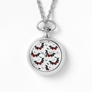 Halloween heart with black bat wings watch