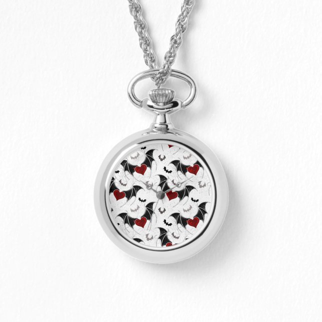Halloween heart with black bat wings watch (Front)