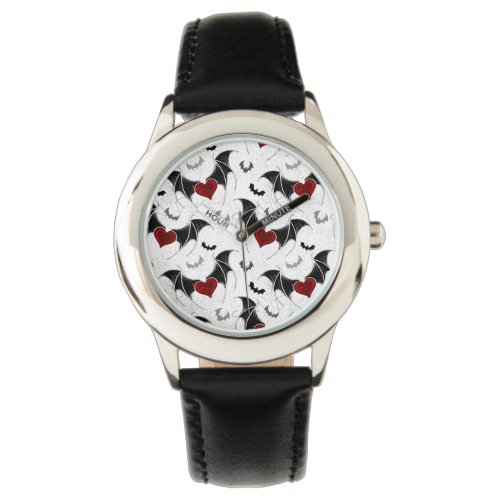 Halloween heart with black bat wings watch