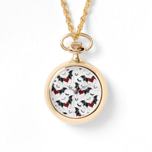 Halloween heart with black bat wings watch
