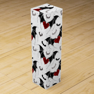 Halloween heart with black bat wings wine box