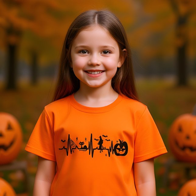 Halloween Heartbeat Line Black Cat Pumpkin Watch T-Shirt (Creator Uploaded)