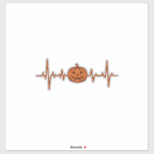 Halloween Heartbeat Pumpkin Vintage Vector Design_ Sticker
