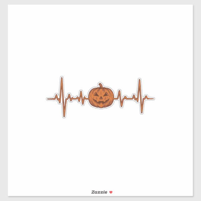 Halloween Heartbeat Pumpkin Vintage Vector Design_ Sticker (Sheet)