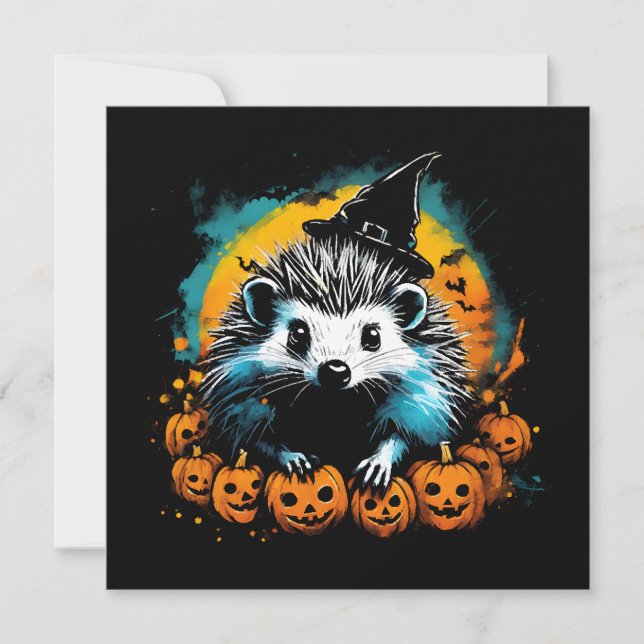 Halloween Hedgehog and pumpkins cute (Front)