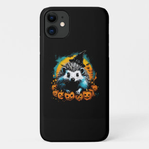 Halloween Hedgehog and pumpkins cute iPhone 11 Case