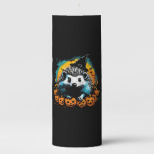 Halloween Hedgehog and pumpkins cute Pillar Candle