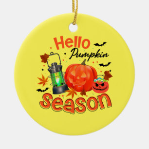 Halloween Hello Pumpkin Season Birthday Ceramic Ornament
