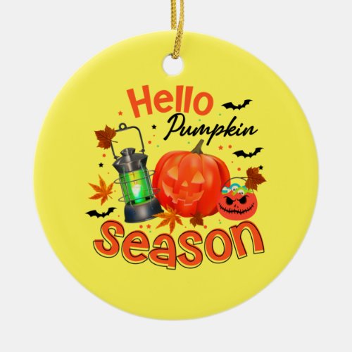 Halloween Hello Pumpkin Season Birthday Ceramic Ornament