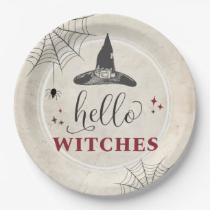 Halloween Hello Witches Funny Bachelorette Party Paper Plates