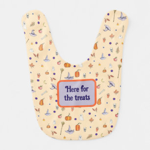 Halloween, Here for the Treats Baby Bib
