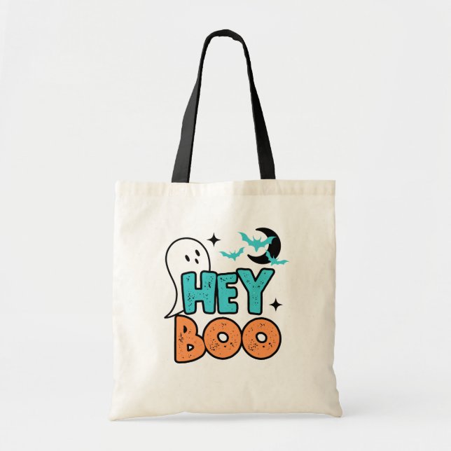 Halloween Hey Boo Ghost Kids Candy Tote Bag (Front)