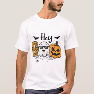 Halloween Hey Boo Ghost Pumpkin Costume Women T-Shirt