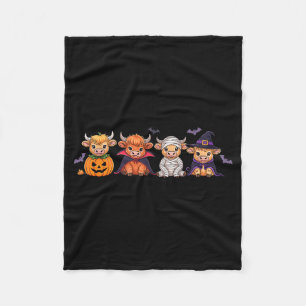 Halloween Highland Cow Fleece Blanket