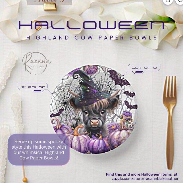 Halloween Highland Cow Paper Bowls (Creator Uploaded)