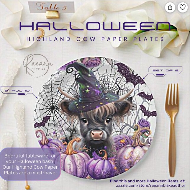 Halloween Highland Cow Paper Plates (Creator Uploaded)