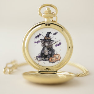 Halloween Highland Cow Pocket Watch