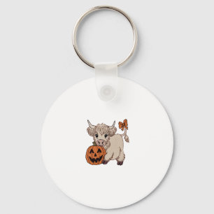 Halloween Highland Cow Pumpkin Keychain