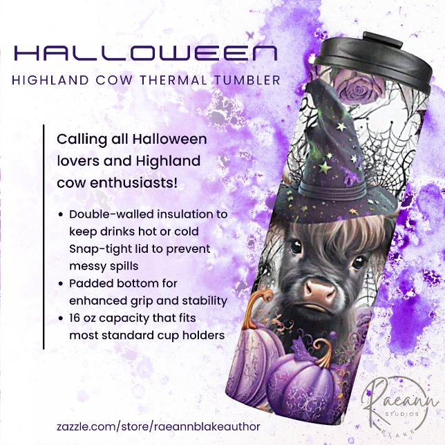 Halloween Highland Cow Thermal Tumbler (Creator Uploaded)