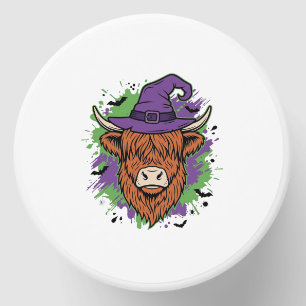 Halloween Highland Cow Witch Hat Vintage Vector_1 Mini Candle Favors