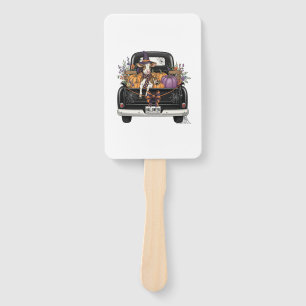 Halloween Highland Cow with Truck Hand Fan