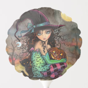 Halloween Hill cute Witch and Cat Balloon
