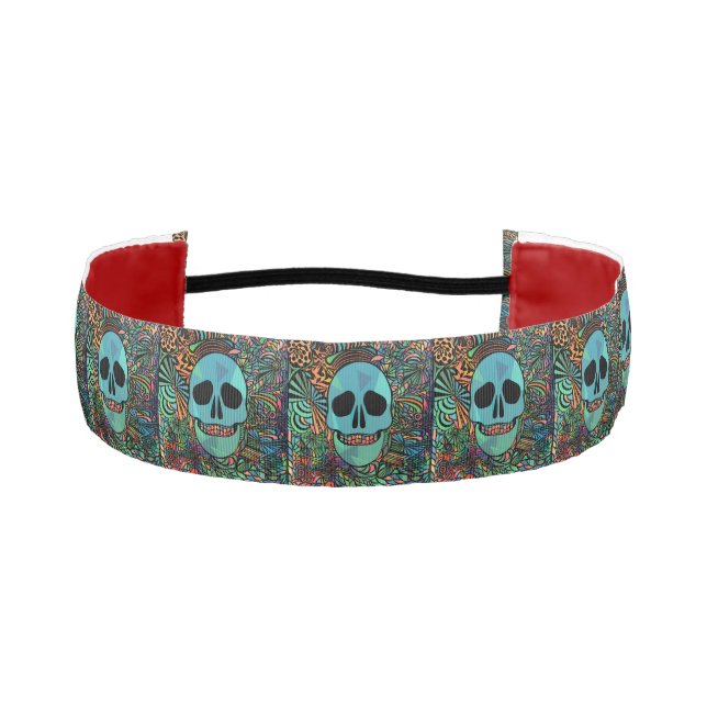 Halloween Hippie Skull Thunder_Cove Athletic Headband (Front)