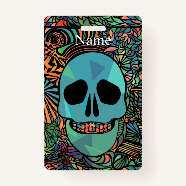 Halloween Hippie Skull Thunder_Cove  Badge (Front)