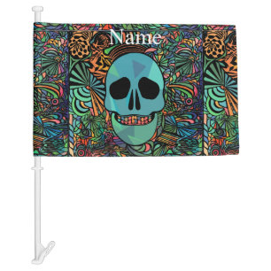 Halloween Hippie Skull Thunder_Cove Car Flag